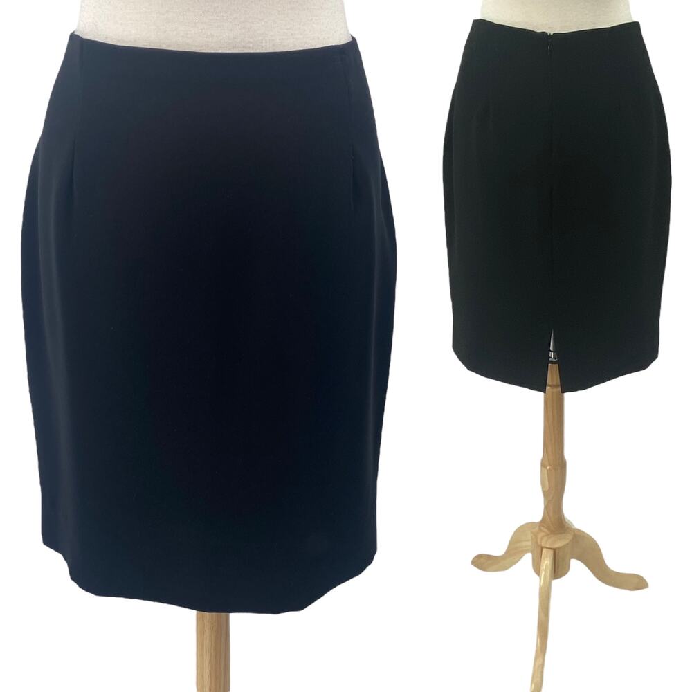 Vintage 90s Joseph Ribkoff Pencil Skirt High Waist Back Slit Black Womens 8
